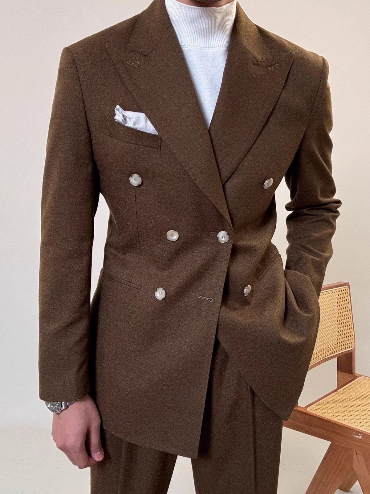 MV Elegant Italian Double-Breasted Suit (Jacket + Trousers set)