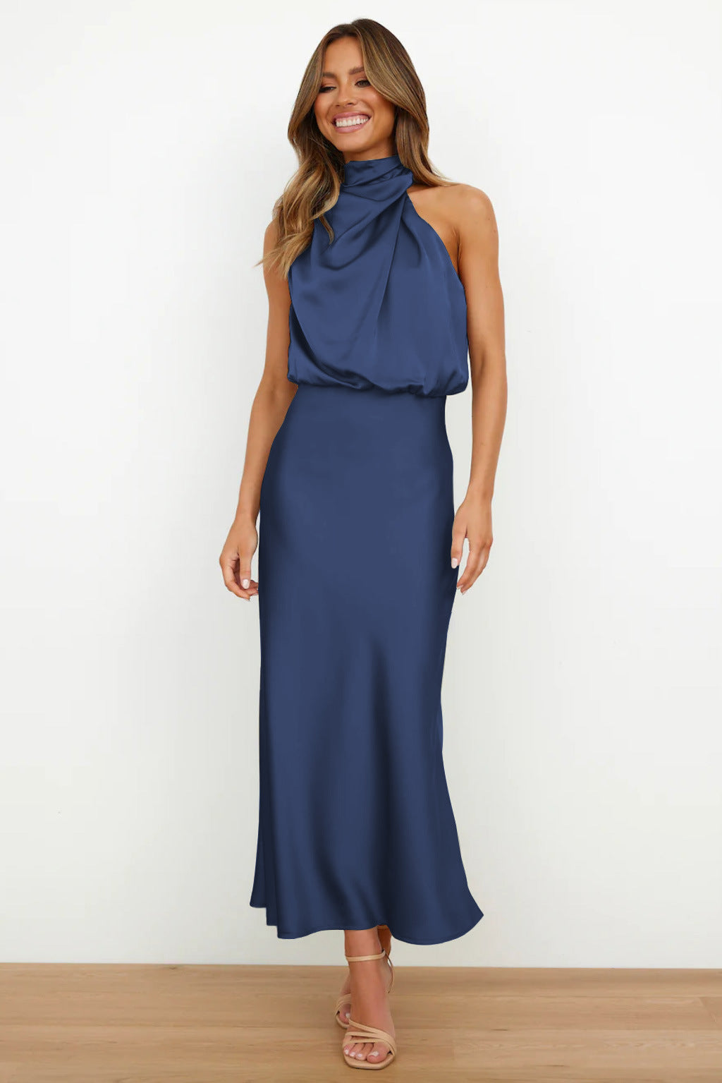 HANNAH | ELEGANT HALTER-NECK MIDI DRESS