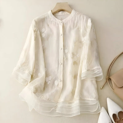 Carmelita – Embroidered Sheer Blouse