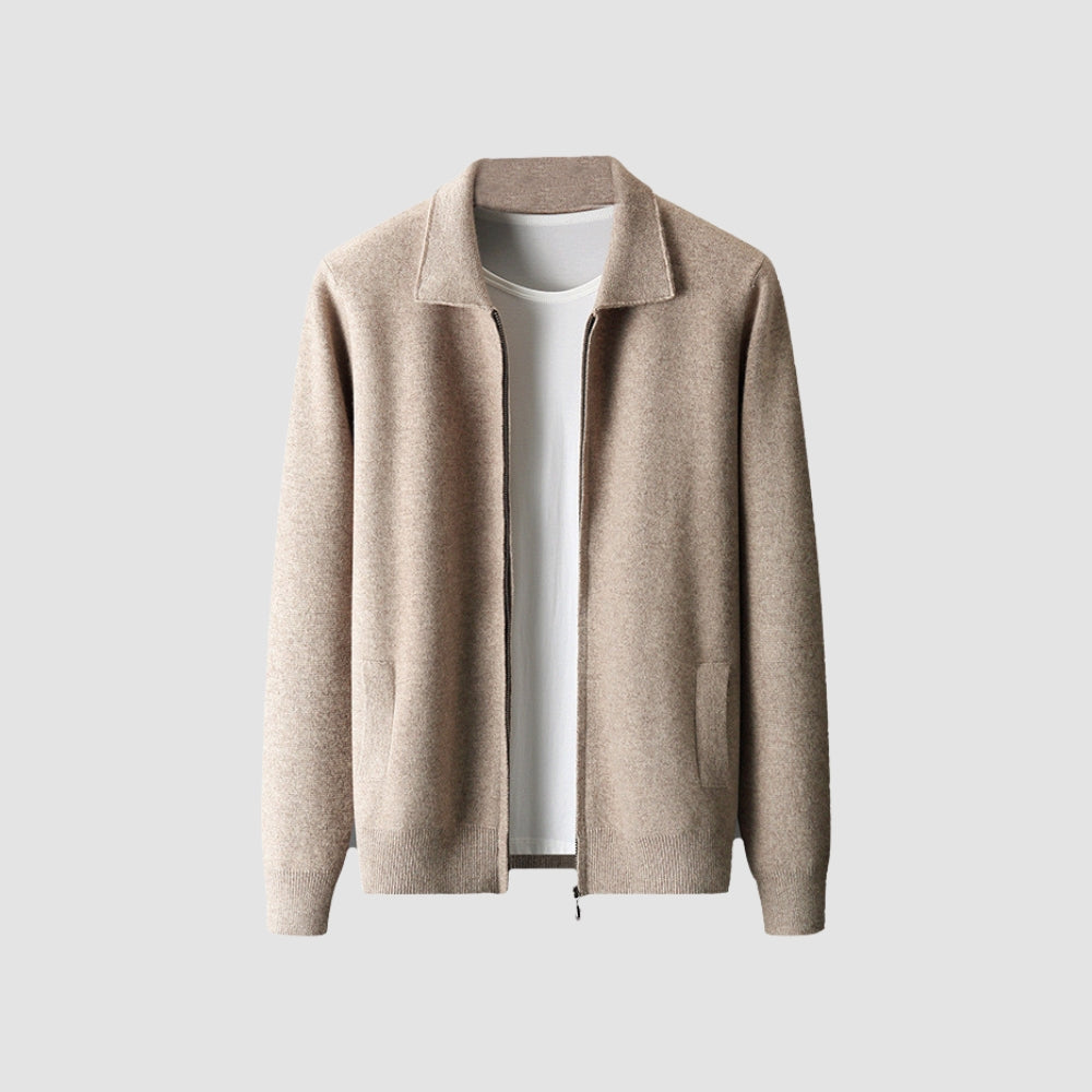 MV Woolen Cashmere Lapel Collar Cardigan