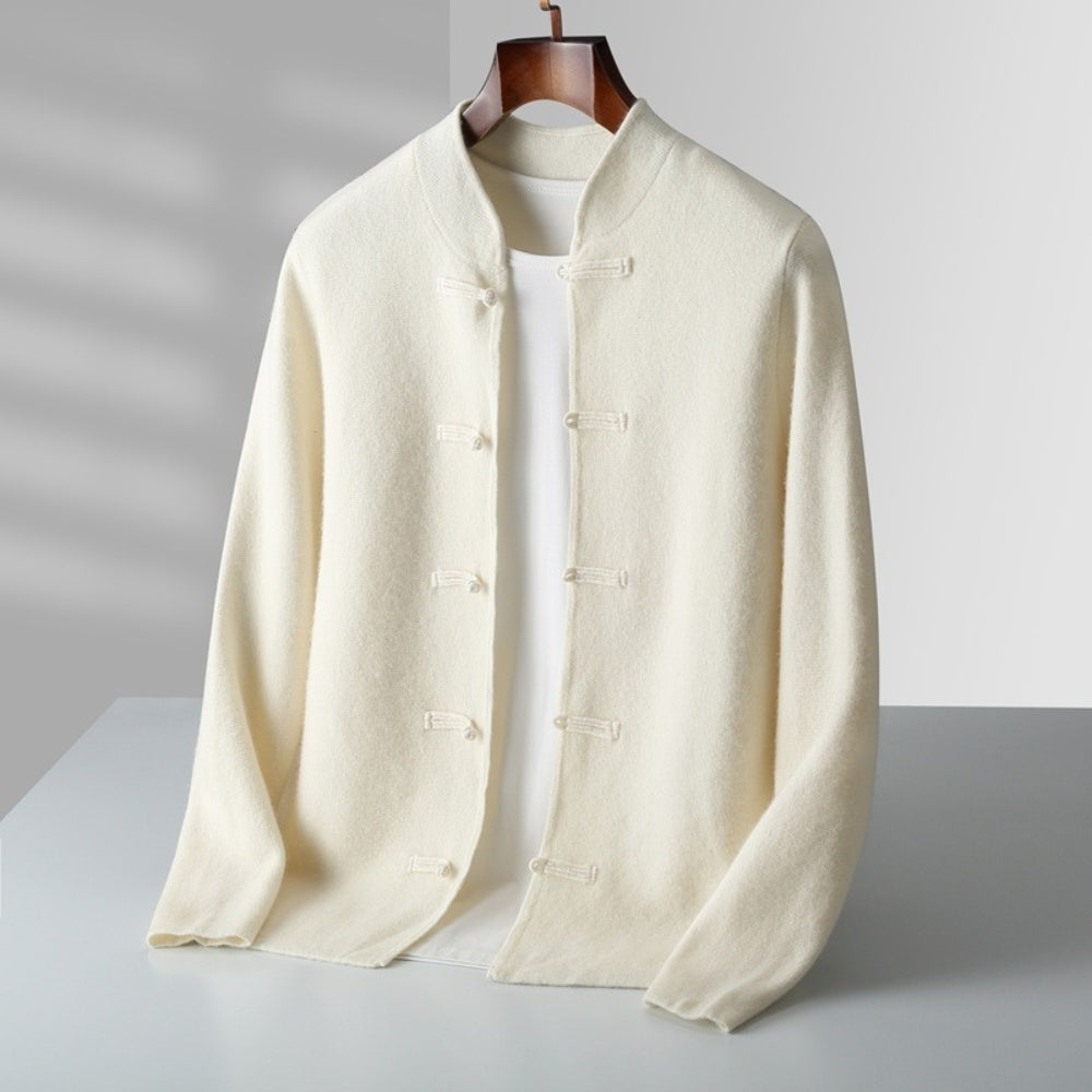 MV Chinese Style Stand-Up Collar Wool Cardigan