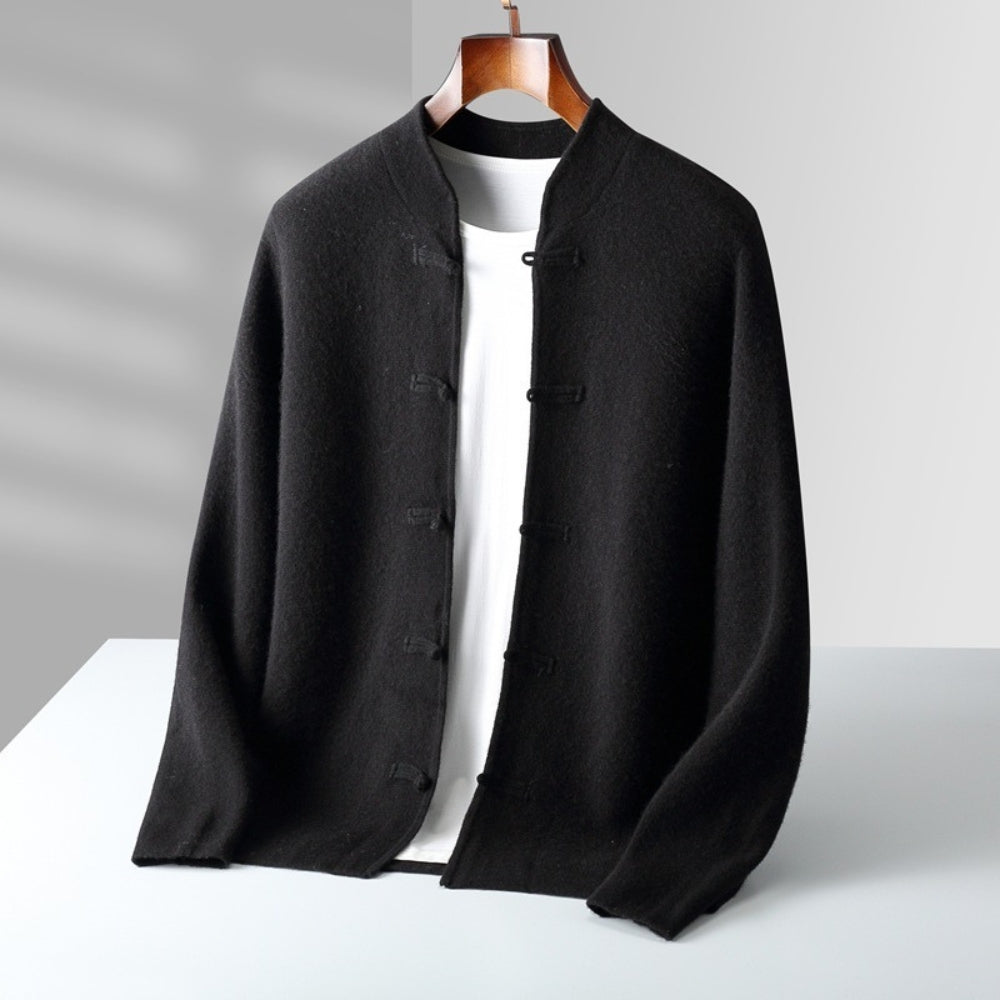 MV Chinese Style Stand-Up Collar Wool Cardigan