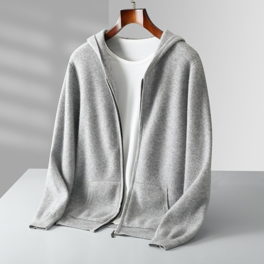 MV Zipper Hooded Wool Cashmere Cardigan