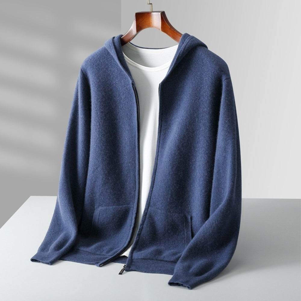 MV Zipper Hooded Wool Cashmere Cardigan