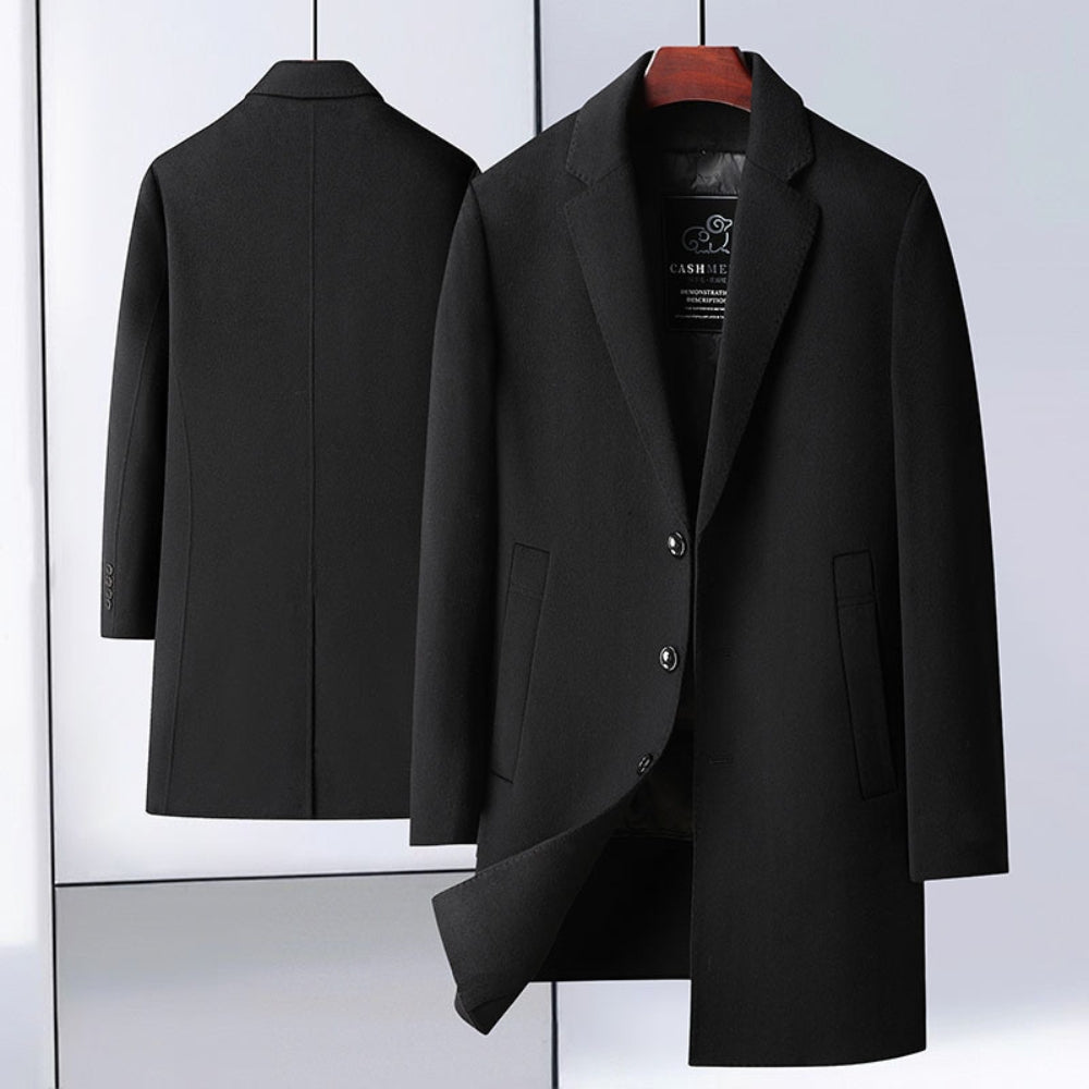 MV Cashmere Mid-Length Suit Collar Coat