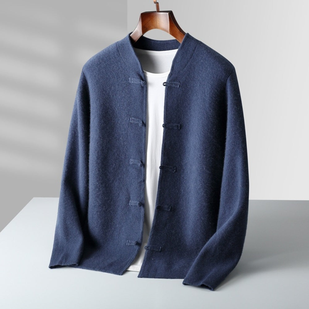 MV Chinese Style Stand-Up Collar Wool Cardigan