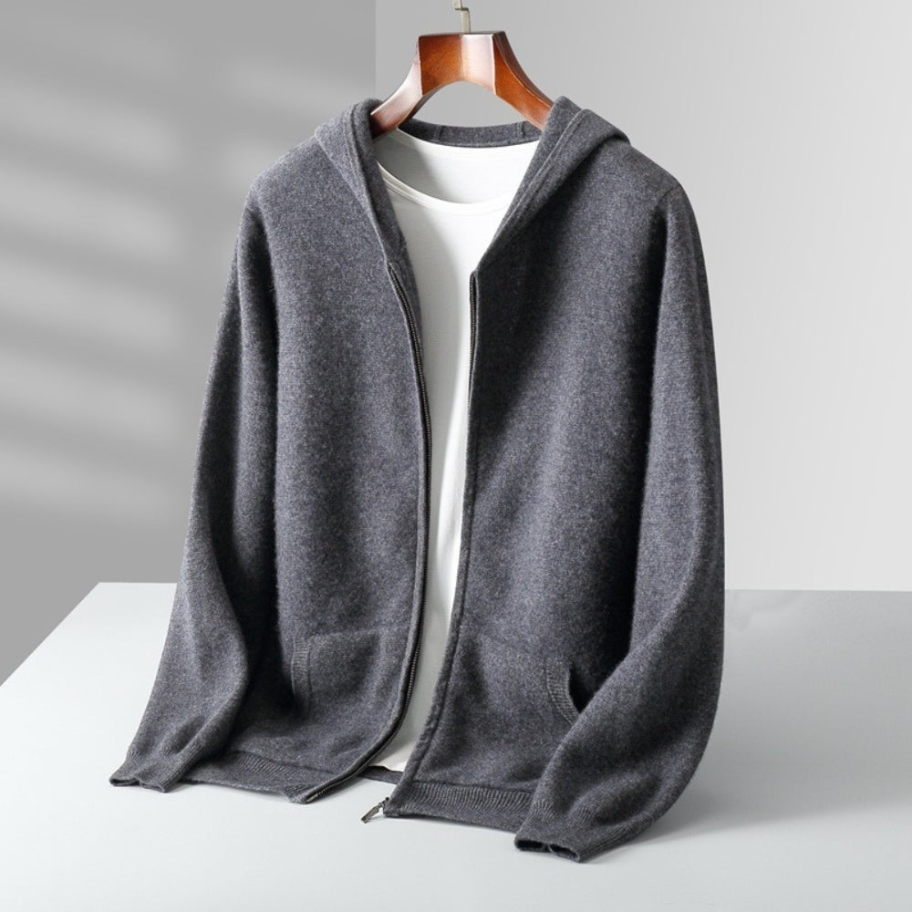 MV Zipper Hooded Wool Cashmere Cardigan