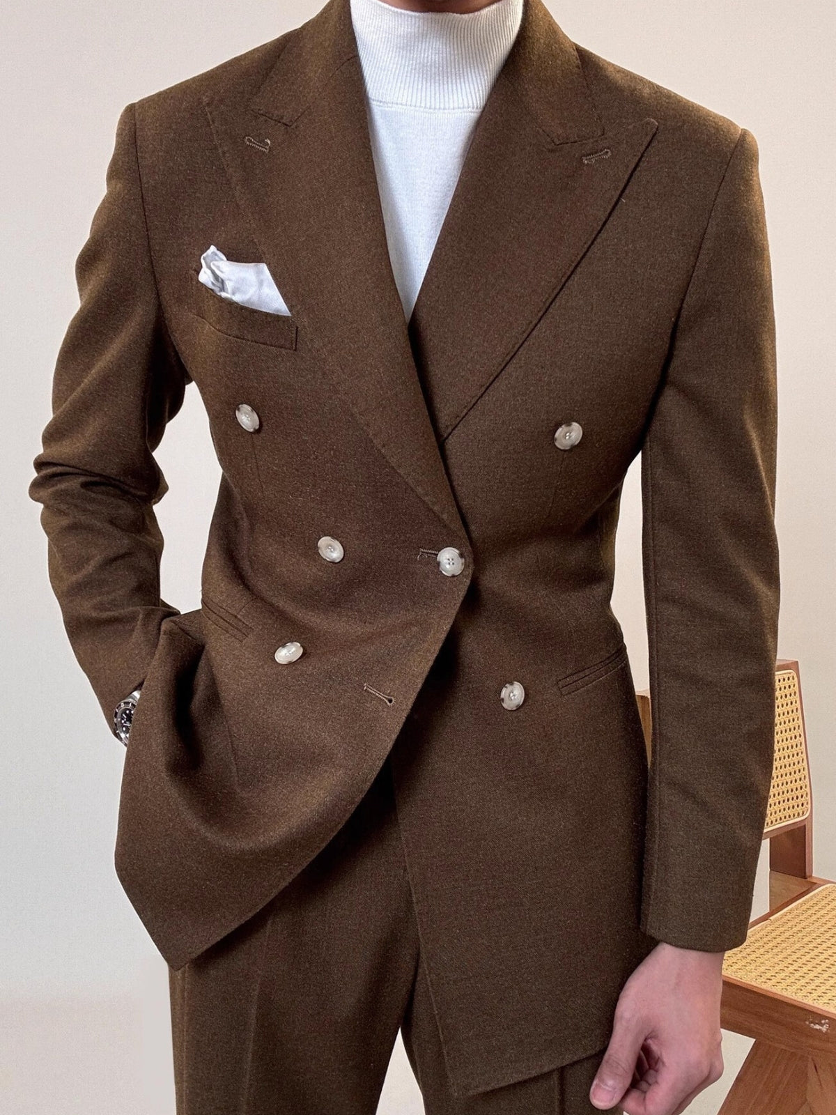 MV Elegant Italian Double-Breasted Suit (Jacket + Trousers set)