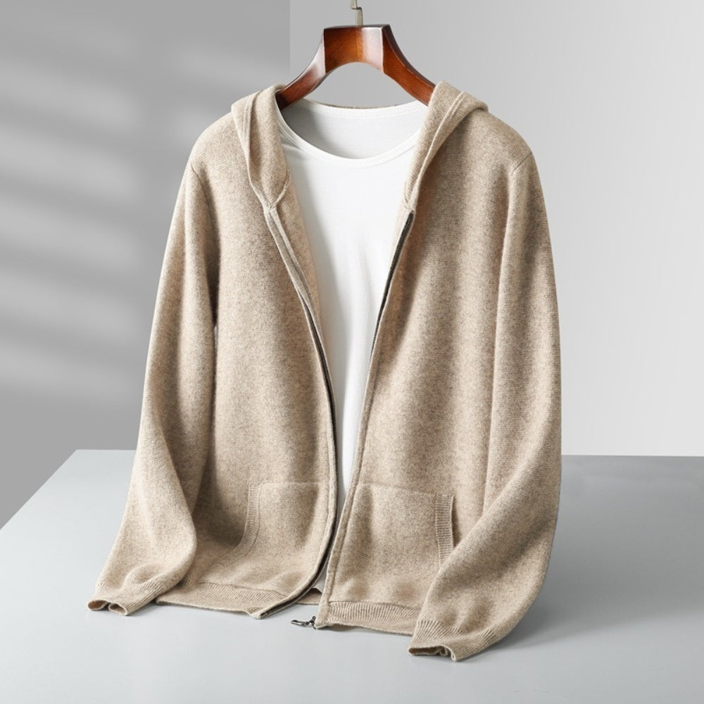 MV Zipper Hooded Wool Cashmere Cardigan