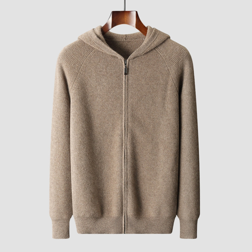 MV Hooded Zipper Wool Cardigan