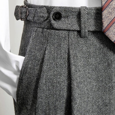 MV Naples Herringbone Tweed Woolen Trousers