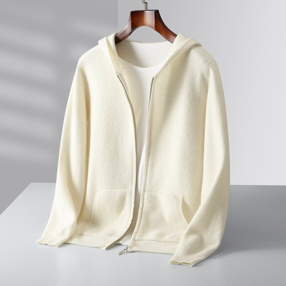 MV Zipper Hooded Wool Cashmere Cardigan