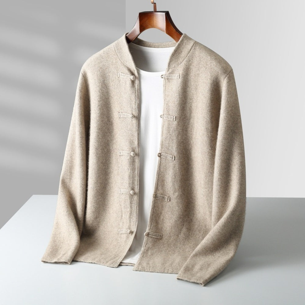 MV Chinese Style Stand-Up Collar Wool Cardigan