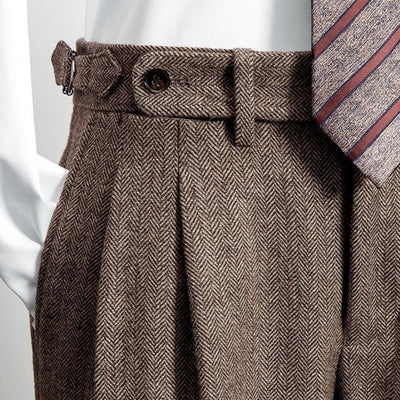 MV Naples Herringbone Tweed Woolen Trousers