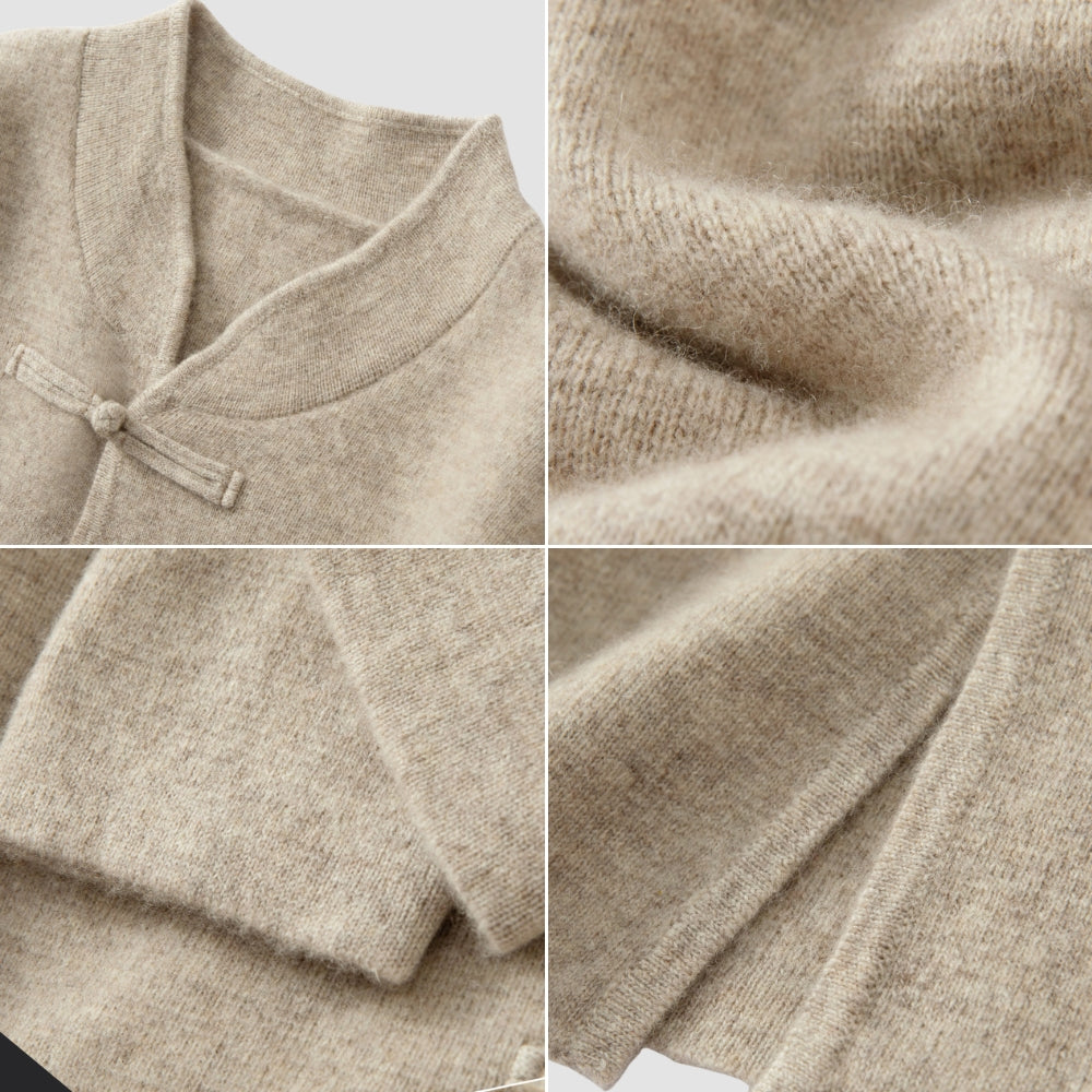 MV Chinese Style Stand-Up Collar Wool Cardigan