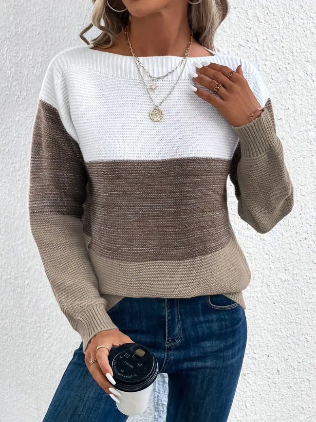 Calista - Elegant Long-Sleeve Sweater with Dropped Shoulders