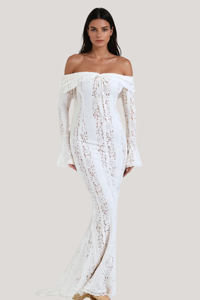 LANA | OFF-SHOULDER LACE CUTOUT MAXI DRESS