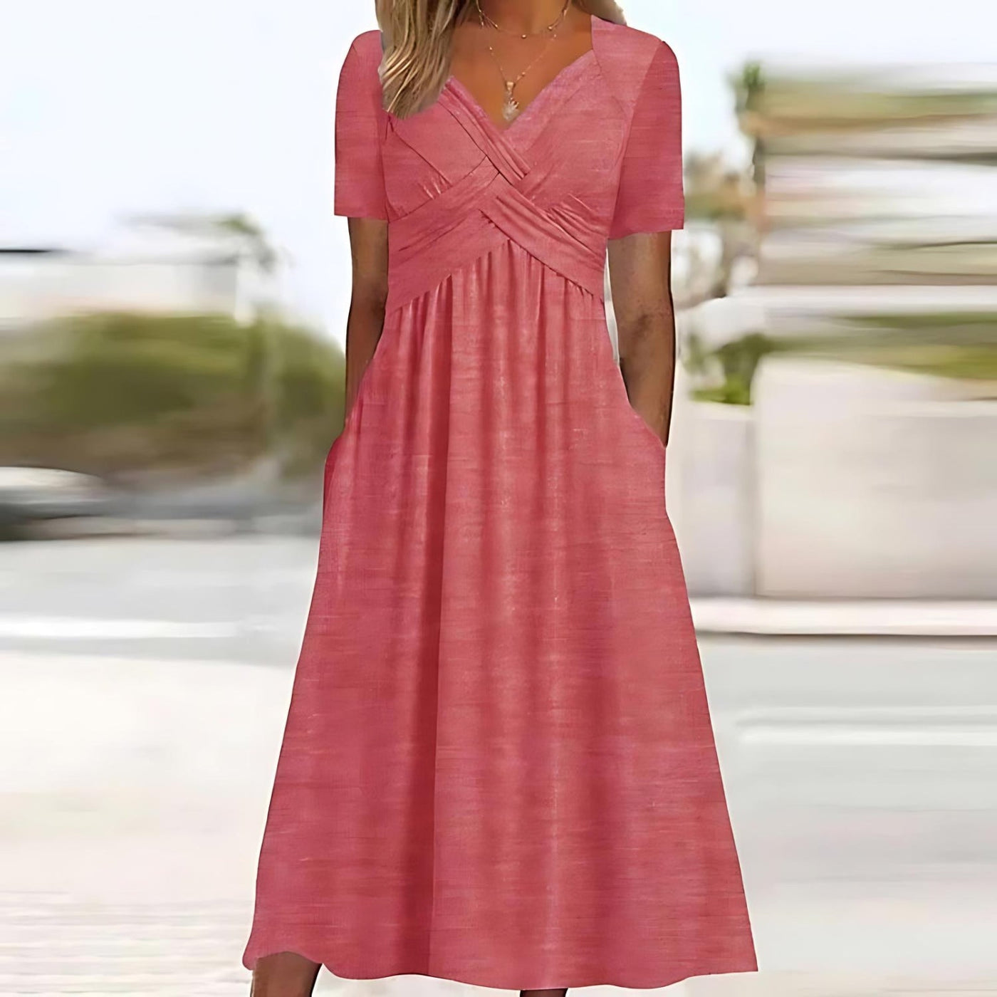 Serena - Elegant Midi Dress with Tummy Coverage