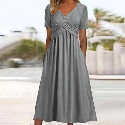 Serena - Elegant Midi Dress with Tummy Coverage