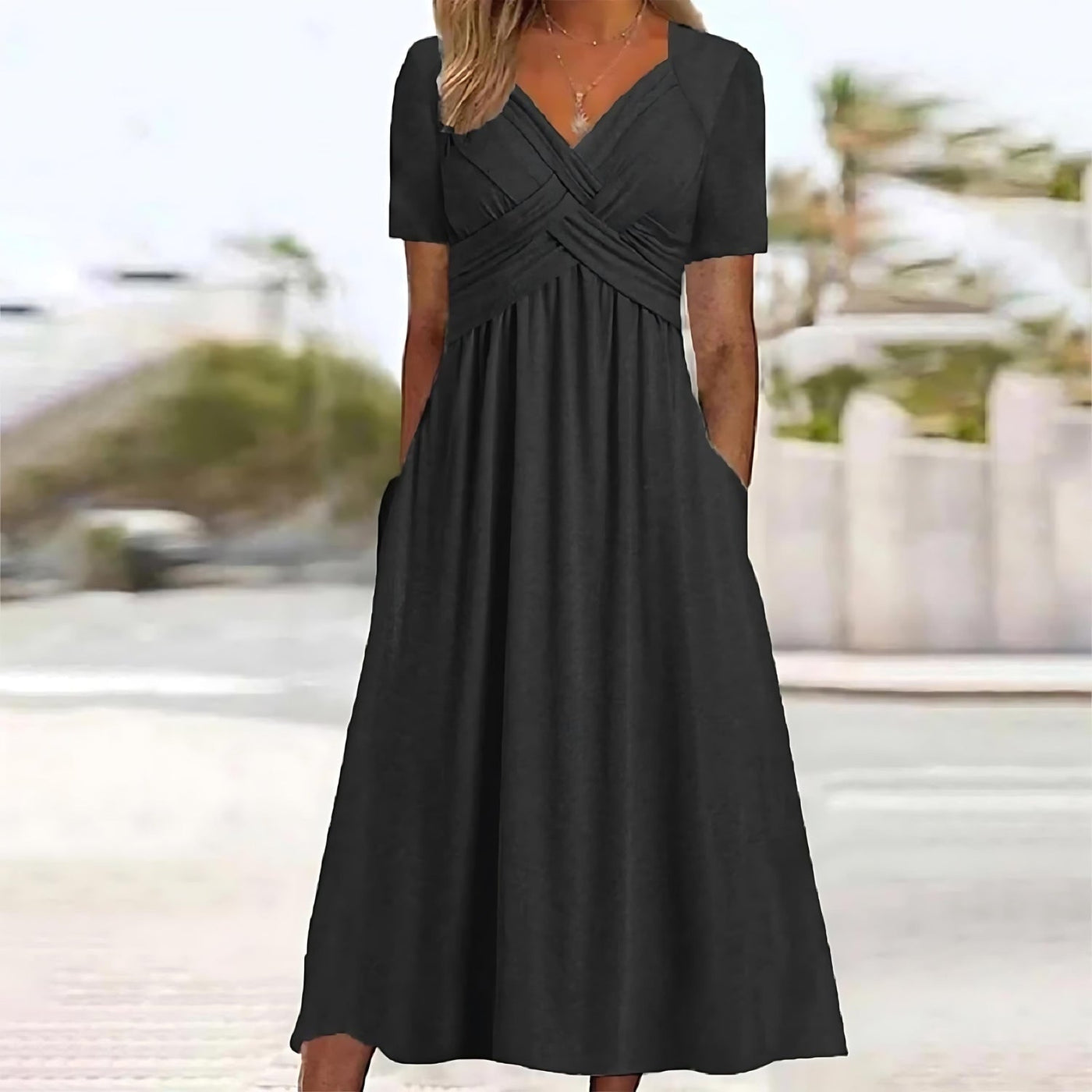 Serena - Elegant Midi Dress with Tummy Coverage