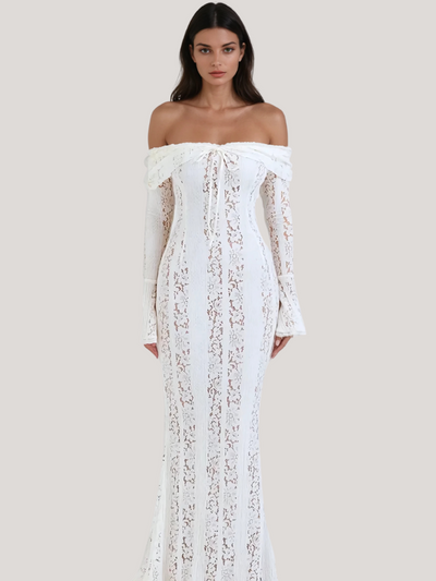 LANA | OFF-SHOULDER LACE CUTOUT MAXI DRESS