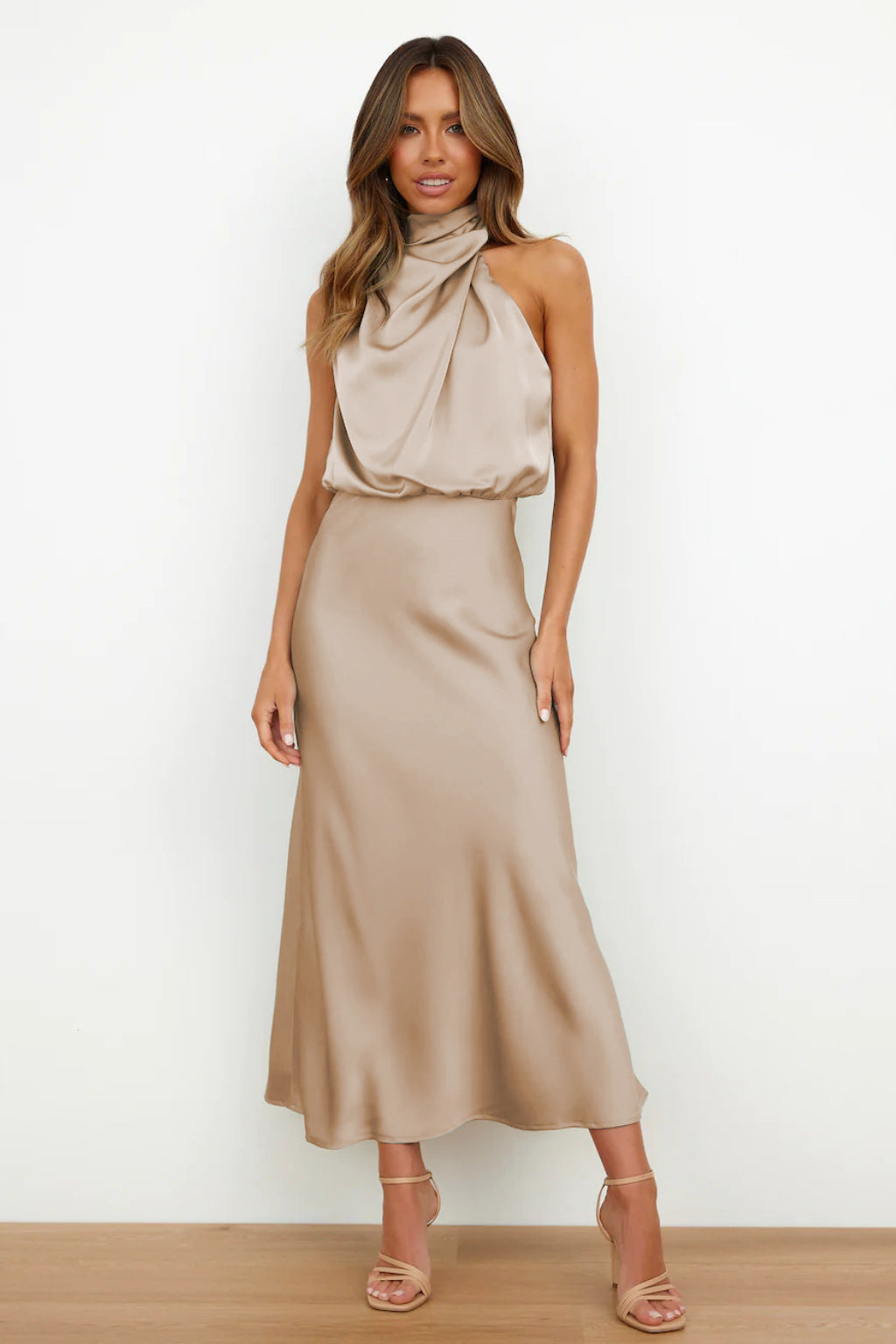 HANNAH | ELEGANT HALTER-NECK MIDI DRESS